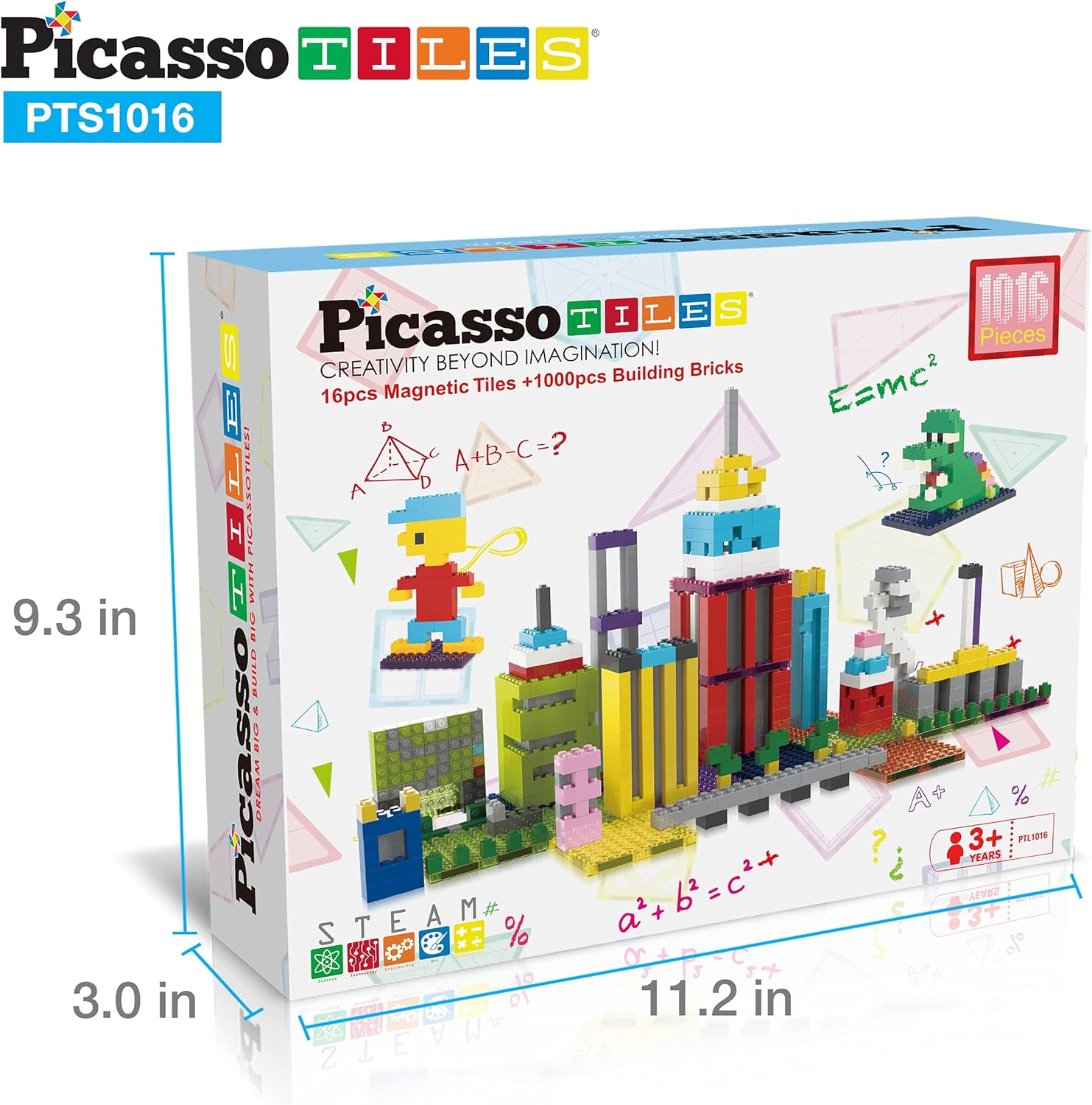 PicassoTiles 12pcs Magnetic Brick Tiles STEM Creative Magnetic Tiles Building Block Set Building Brick Construction Toy Socket Spikes Toys Accessory Educational Imaginative Learning Kit Stacking SetPTS1016