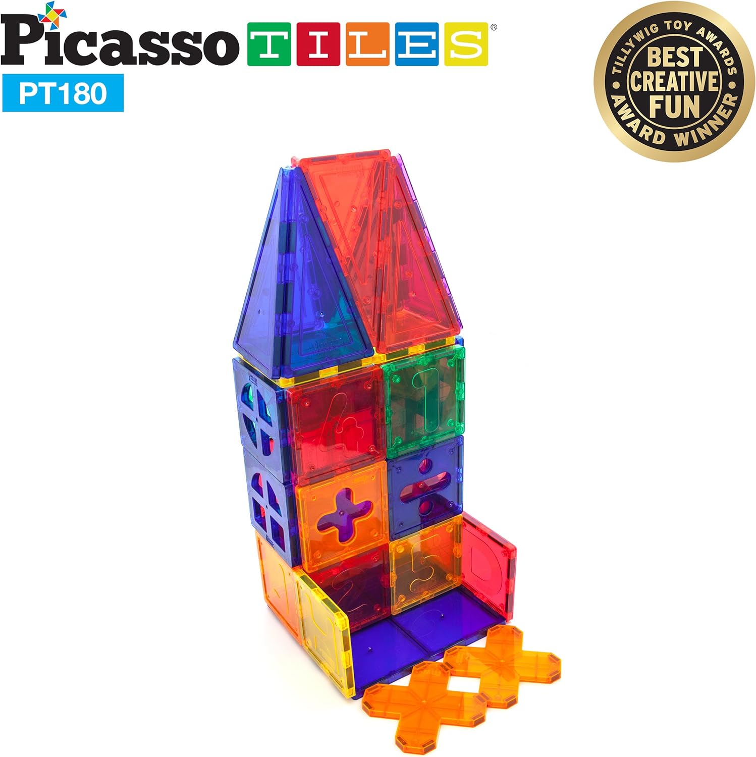 PicassoTiles 180 PCs Magnetic Tile Building Block Deluxe Construction Set with 2 Cars Clear Color Unique Shapes See Through Shape Tiles 3D Playboard Colorful Educational Construction for Kids Ages 3PicassoTiles 180 PCs Magnetic Tile Building Block Deluxe Construction Set with 2 Cars Clear Color Unique Shapes See Through Shape Tiles 3D Playboard Colorful Educational Construction for Kids Ages 3