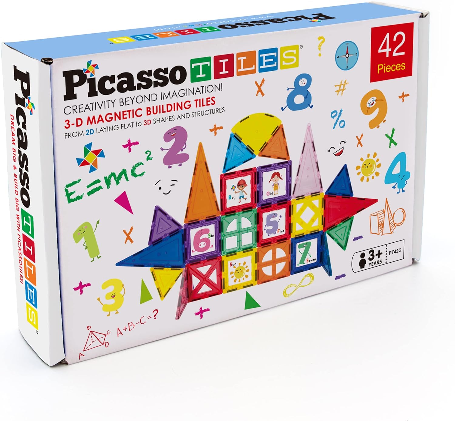 PicassoTiles 42 Piece Magnetic Building Blocks with 32pc Tiles and 10pc Clickin Educational Graphic Arts Magnet Construction Toy Set STEM Learning Playset Child Brain Development Stacking PlayboardPicassoTiles 42 Piece Magnetic Building Blocks with 32pc Tiles and 10pc Clickin Educational Graphic Arts Magnet Construction Toy Set STEM Learning Playset Child Brain Development Stacking Playboard
