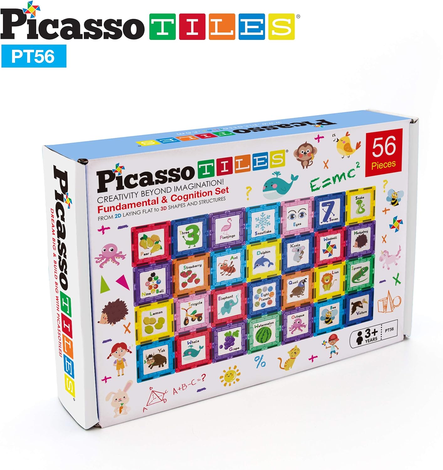 PicassoTiles 56 PCs Animal Speed Matching Game Match Identical Pairs of Animals as Fast as Possible Educational Puzzle Family Activity Board Games with Portable Storage Box for Boys amp Girls Ages 3PT56