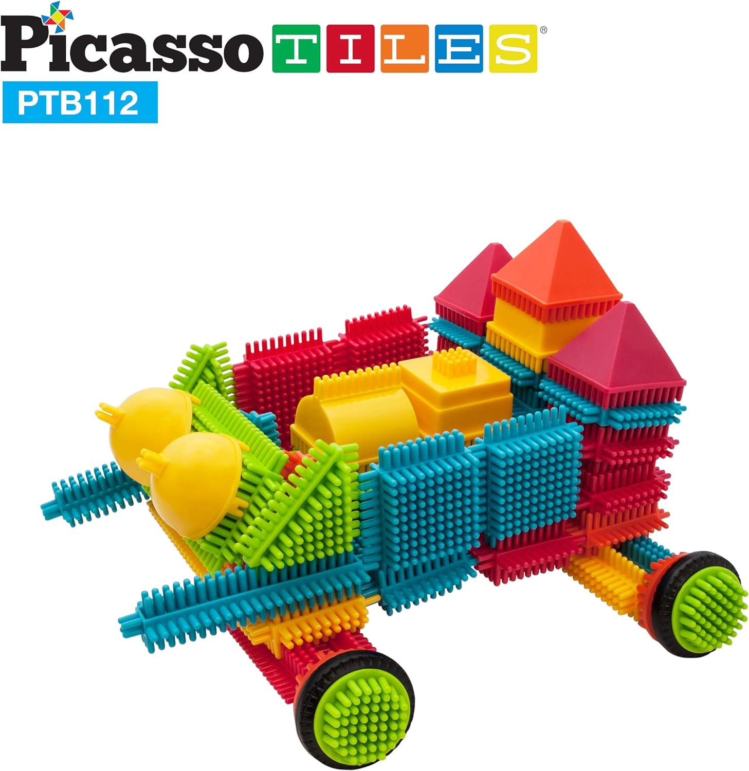 PicassoTiles 600pc Construction Toy Straw Building Set Children STEM Learning Interlocking Building Toys Creative Straw Connecting Builder Kits Early Education Kit for Kids Boys amp Girls Ages 3 PTS600Bristle112pc