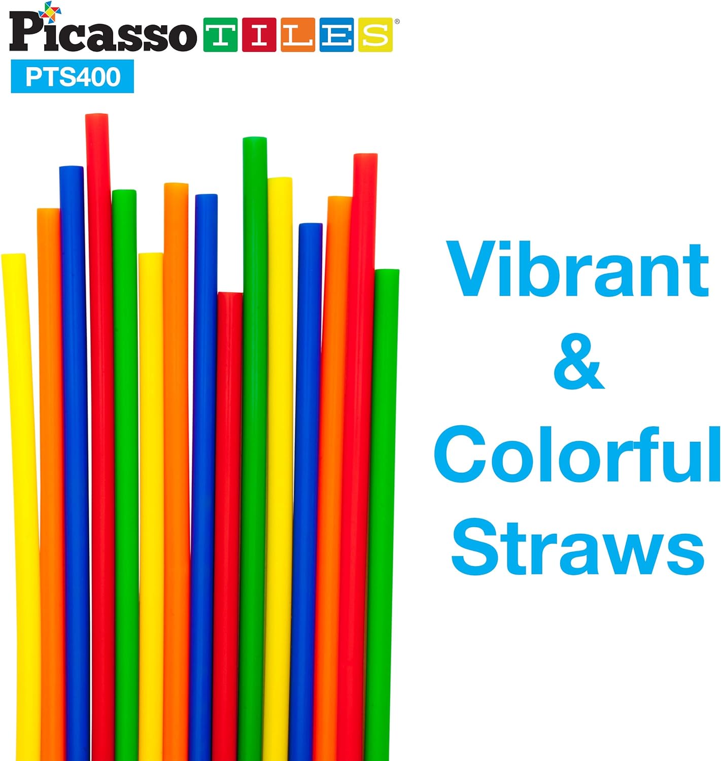 PicassoTiles 600pc Construction Toy Straw Building Set Children STEM Learning Interlocking Building Toys Creative Straw Connecting Builder Kits Early Education Kit for Kids Boys amp Girls Ages 3 PTS600Straw400pc