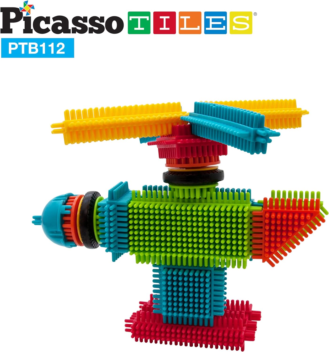 PicassoTiles 600pc Construction Toy Straw Building Set Children STEM Learning Interlocking Building Toys Creative Straw Connecting Builder Kits Early Education Kit for Kids Boys amp Girls Ages 3 PTS600Bristle112pc