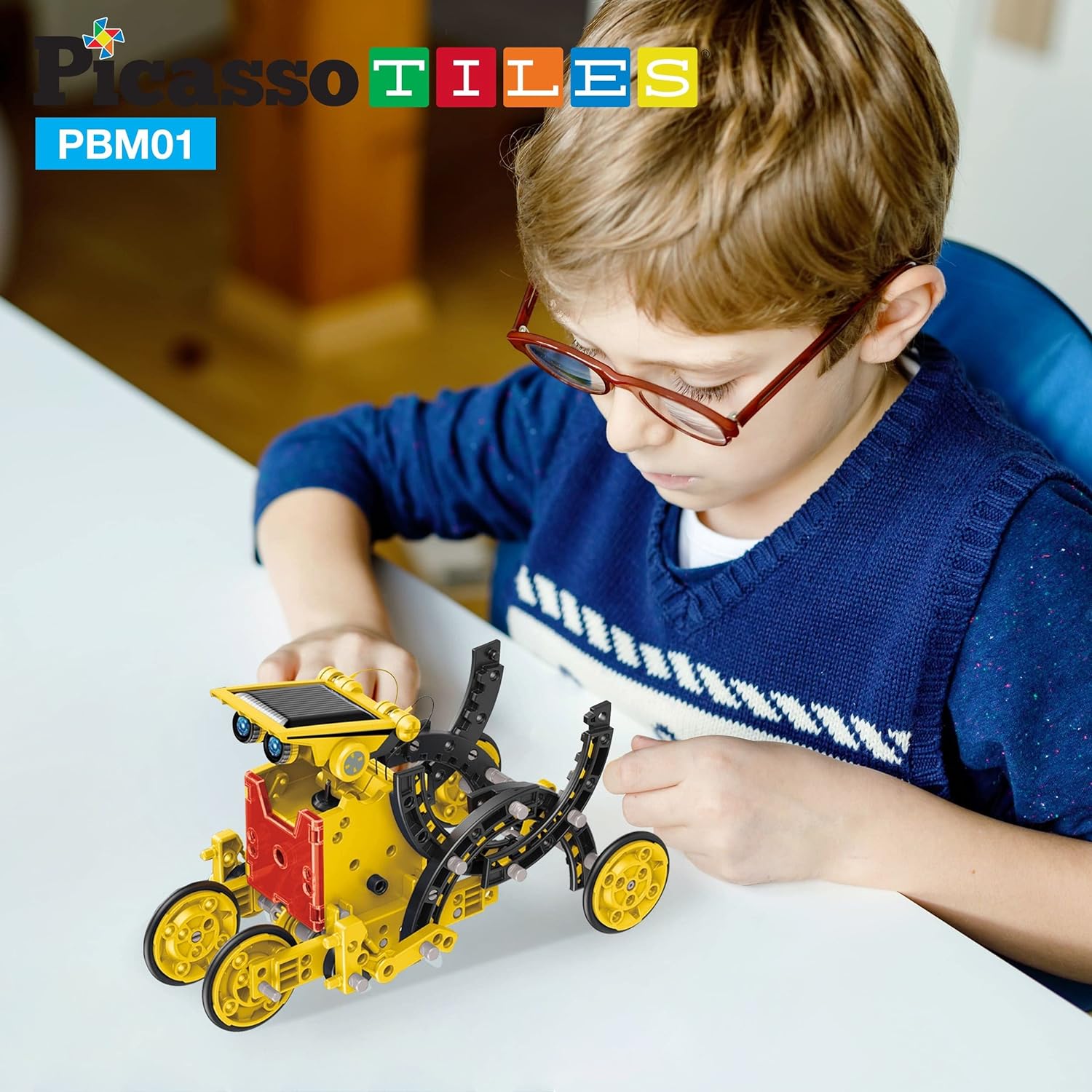 PicassoTiles STEM Kids Solar Powered Transformer Robot Educational Learning Engineering Building Toy 12in1 Creative Unique Transformation Renewable Energy Science Experiment DIY Kit Boy Girl Age 812in1 Robot