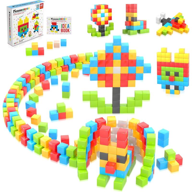 Picasso Cubes 1 Magnetic Puzzle Cubes 108 Piece Magnet Construction Building Block Set Sensory Toy Early Education STEM Learning Free Ideabook with 50 Ideas Children Age 3 Boy Girl PMC10860pc