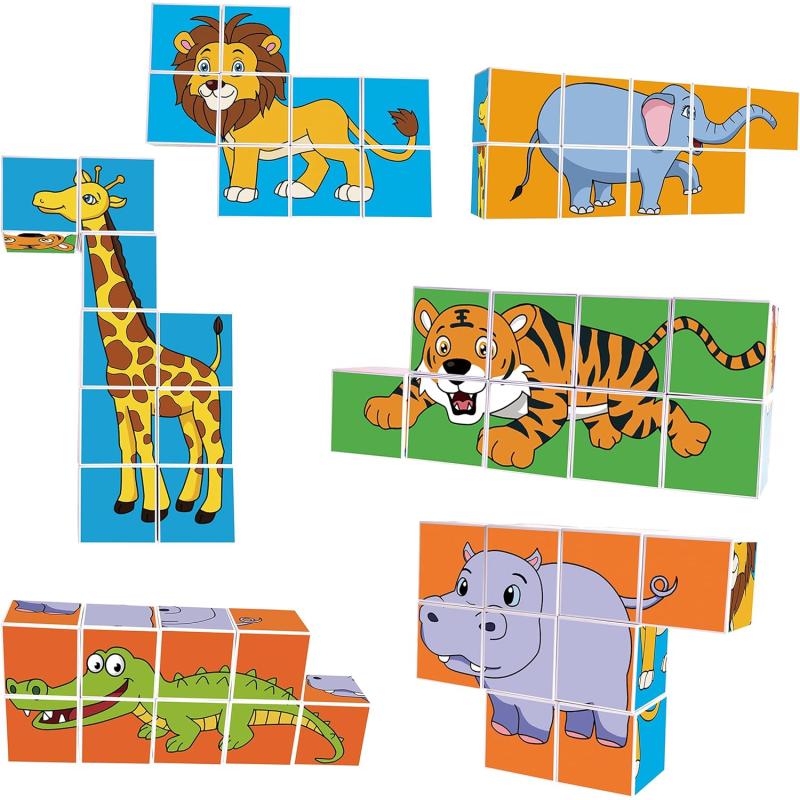 Picasso Cubes 1 Magnetic Puzzle Cubes 108 Piece Magnet Construction Building Block Set Sensory Toy Early Education STEM Learning Free Ideabook with 50 Ideas Children Age 3 Boy Girl PMC108Zoo