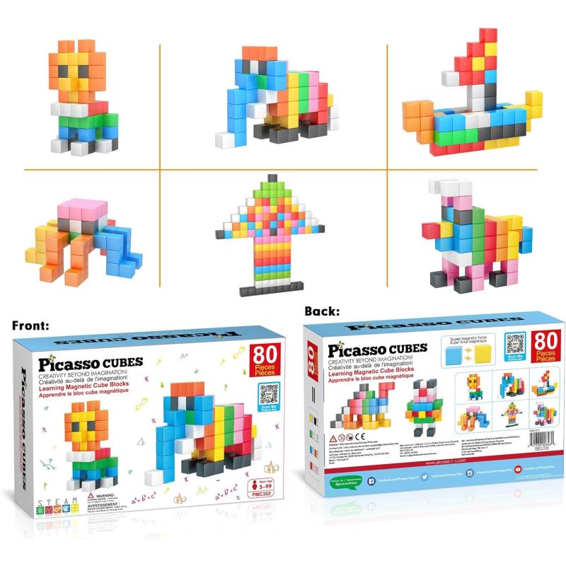 PicassoTiles 05 Pixel Magnetic Puzzle Cube 100 Piece Mix ampamp Match Cubes Sensory Toys STEAM Education Learning Building Block Magnets Children Construction Toy Set Stacking Magnet Creative Kit PMC10080 Pieces 12 3CM