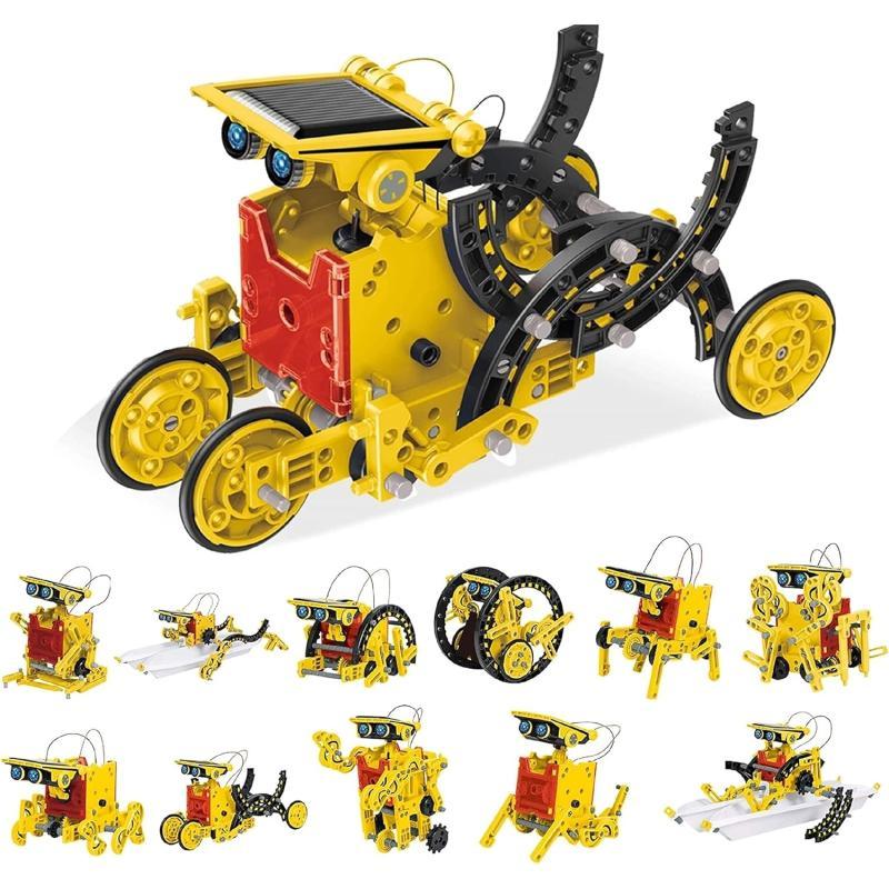 PicassoTiles STEM Kids Solar Powered Transformer Robot Educational Learning Engineering Building Toy 12in1 Creative Unique Transformation Renewable Energy Science Experiment DIY Kit Boy Girl Age 812in1 Robot