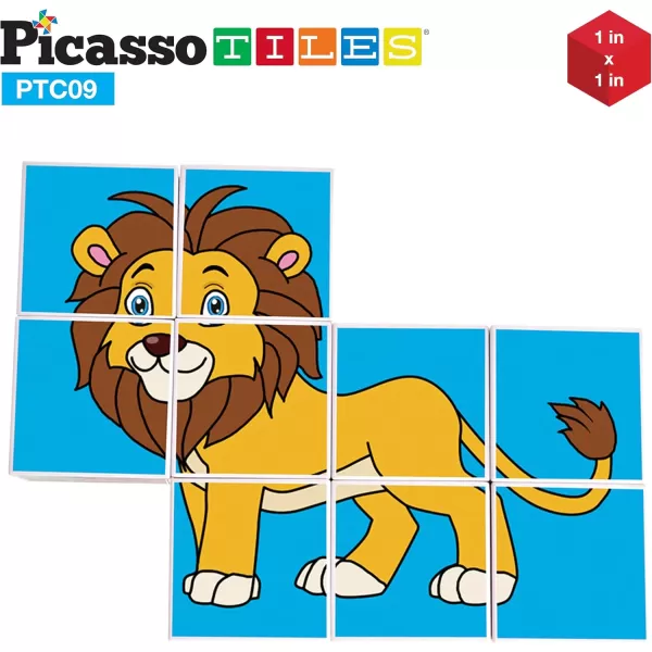 Picasso Cubes 1 Magnetic Puzzle Cubes 108 Piece Magnet Construction Building Block Set Sensory Toy Early Education STEM Learning Free Ideabook with 50 Ideas Children Age 3 Boy Girl PMC108Zoo