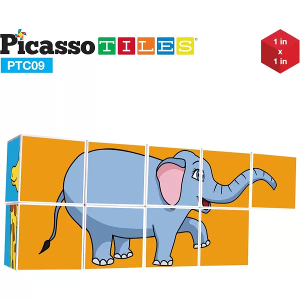 Picasso Cubes 1 Magnetic Puzzle Cubes 108 Piece Magnet Construction Building Block Set Sensory Toy Early Education STEM Learning Free Ideabook with 50 Ideas Children Age 3 Boy Girl PMC108Zoo