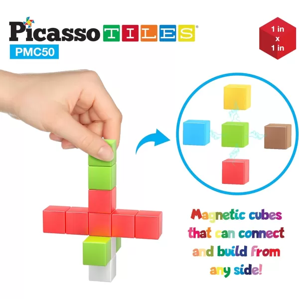 Picasso Cubes 1 Magnetic Puzzle Cubes 108 Piece Magnet Construction Building Block Set Sensory Toy Early Education STEM Learning Free Ideabook with 50 Ideas Children Age 3 Boy Girl PMC10850pc