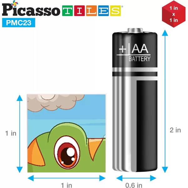 Picasso Cubes 1 Magnetic Puzzle Cubes 108 Piece Magnet Construction Building Block Set Sensory Toy Early Education STEM Learning Free Ideabook with 50 Ideas Children Age 3 Boy Girl PMC108Dinosaur