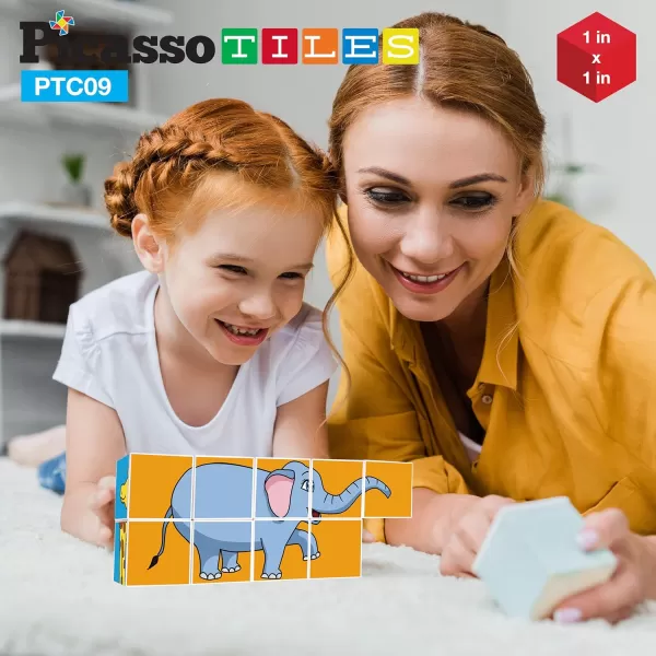 Picasso Cubes 1 Magnetic Puzzle Cubes 108 Piece Magnet Construction Building Block Set Sensory Toy Early Education STEM Learning Free Ideabook with 50 Ideas Children Age 3 Boy Girl PMC108Zoo