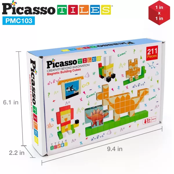 Picasso Cubes 1 Magnetic Puzzle Cubes 108 Piece Magnet Construction Building Block Set Sensory Toy Early Education STEM Learning Free Ideabook with 50 Ideas Children Age 3 Boy Girl PMC108103pc
