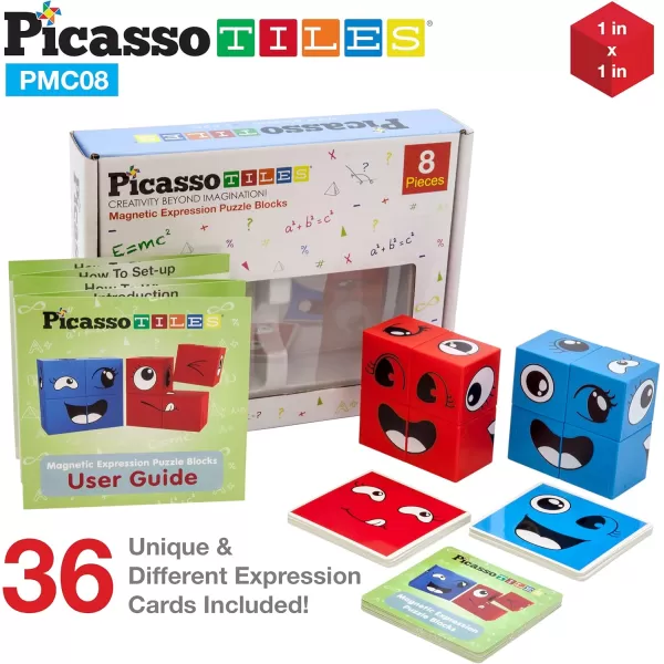Picasso Cubes 1 Magnetic Puzzle Cubes 108 Piece Magnet Construction Building Block Set Sensory Toy Early Education STEM Learning Free Ideabook with 50 Ideas Children Age 3 Boy Girl PMC108Smile