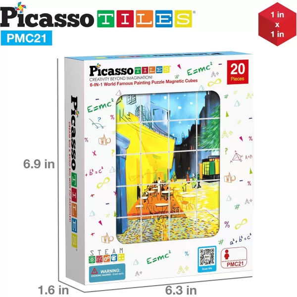 Picasso Cubes 1 Magnetic Puzzle Cubes 108 Piece Magnet Construction Building Block Set Sensory Toy Early Education STEM Learning Free Ideabook with 50 Ideas Children Age 3 Boy Girl PMC108FrameArt 20PC