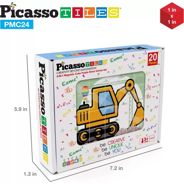 Picasso Cubes 1 Magnetic Puzzle Cubes 108 Piece Magnet Construction Building Block Set Sensory Toy Early Education STEM Learning Free Ideabook with 50 Ideas Children Age 3 Boy Girl PMC108Car