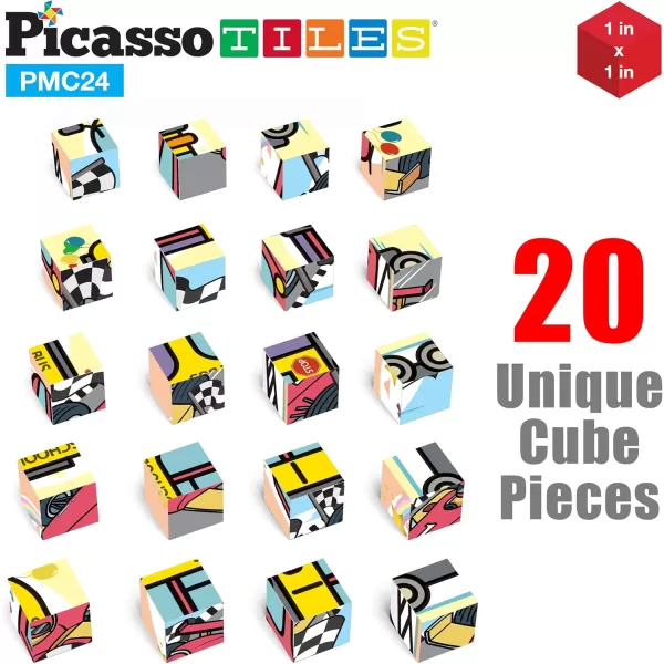 Picasso Cubes 1 Magnetic Puzzle Cubes 108 Piece Magnet Construction Building Block Set Sensory Toy Early Education STEM Learning Free Ideabook with 50 Ideas Children Age 3 Boy Girl PMC108Car