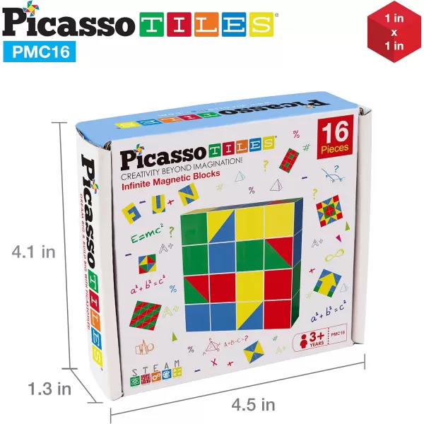 Picasso Cubes 1 Magnetic Puzzle Cubes 108 Piece Magnet Construction Building Block Set Sensory Toy Early Education STEM Learning Free Ideabook with 50 Ideas Children Age 3 Boy Girl PMC108Geo2