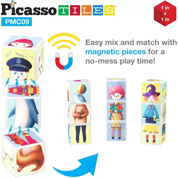 Picasso Cubes 1 Magnetic Puzzle Cubes 108 Piece Magnet Construction Building Block Set Sensory Toy Early Education STEM Learning Free Ideabook with 50 Ideas Children Age 3 Boy Girl PMC108Kid
