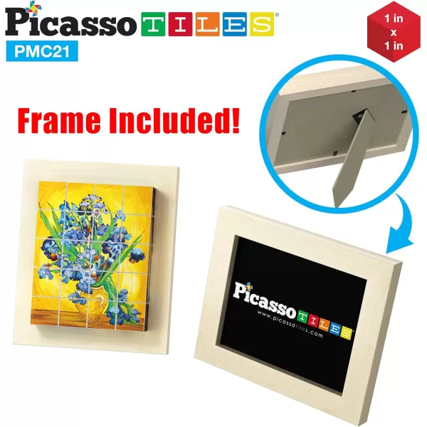Picasso Cubes 1 Magnetic Puzzle Cubes 108 Piece Magnet Construction Building Block Set Sensory Toy Early Education STEM Learning Free Ideabook with 50 Ideas Children Age 3 Boy Girl PMC108FrameArt 20PC