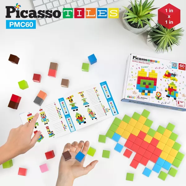 Picasso Cubes 1 Magnetic Puzzle Cubes 108 Piece Magnet Construction Building Block Set Sensory Toy Early Education STEM Learning Free Ideabook with 50 Ideas Children Age 3 Boy Girl PMC10860pc