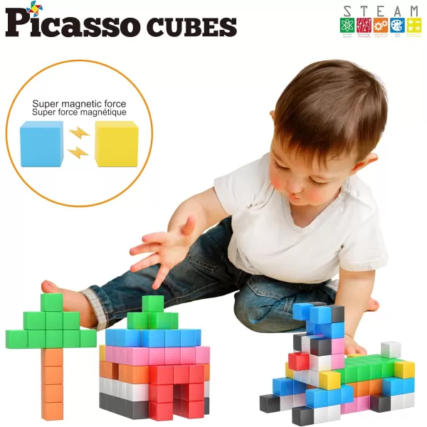 PicassoTiles 05 Pixel Magnetic Puzzle Cube 100 Piece Mix ampamp Match Cubes Sensory Toys STEAM Education Learning Building Block Magnets Children Construction Toy Set Stacking Magnet Creative Kit PMC100108 Pieces 12 3CM