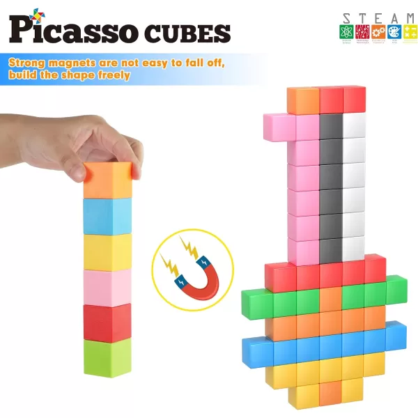 PicassoTiles 05 Pixel Magnetic Puzzle Cube 100 Piece Mix ampamp Match Cubes Sensory Toys STEAM Education Learning Building Block Magnets Children Construction Toy Set Stacking Magnet Creative Kit PMC10054 Pieces 12 3CM