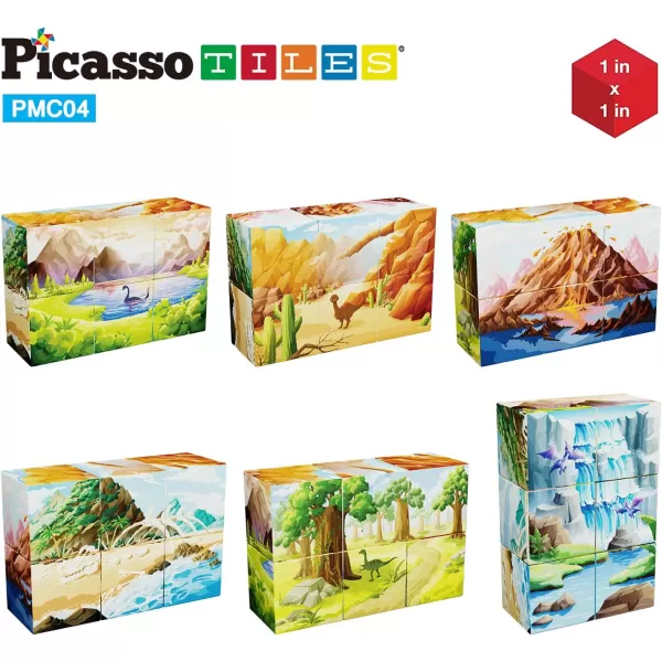 PicassoTiles 05 Pixel Magnetic Puzzle Cube 100 Piece Mix ampamp Match Cubes Sensory Toys STEAM Education Learning Building Block Magnets Children Construction Toy Set Stacking Magnet Creative Kit PMC100Prehistoric World Themed