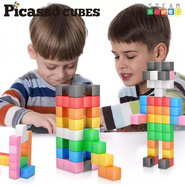 PicassoTiles 05 Pixel Magnetic Puzzle Cube 100 Piece Mix ampamp Match Cubes Sensory Toys STEAM Education Learning Building Block Magnets Children Construction Toy Set Stacking Magnet Creative Kit PMC10054 Pieces 12 3CM