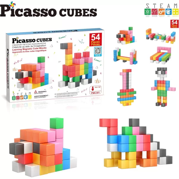 PicassoTiles 05 Pixel Magnetic Puzzle Cube 100 Piece Mix ampamp Match Cubes Sensory Toys STEAM Education Learning Building Block Magnets Children Construction Toy Set Stacking Magnet Creative Kit PMC10054 Pieces 12 3CM
