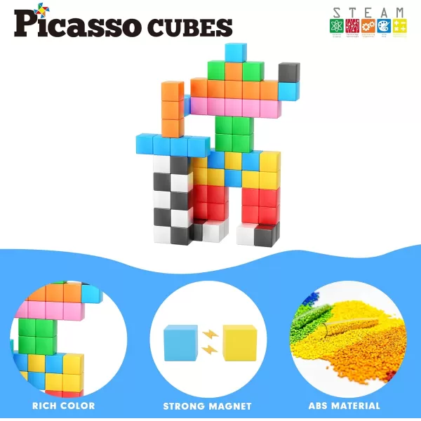 PicassoTiles 05 Pixel Magnetic Puzzle Cube 100 Piece Mix ampamp Match Cubes Sensory Toys STEAM Education Learning Building Block Magnets Children Construction Toy Set Stacking Magnet Creative Kit PMC100108 Pieces 12 3CM
