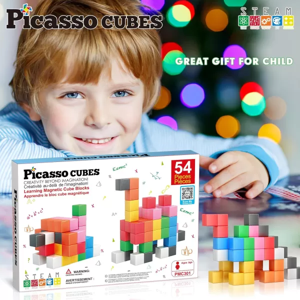 PicassoTiles 05 Pixel Magnetic Puzzle Cube 100 Piece Mix ampamp Match Cubes Sensory Toys STEAM Education Learning Building Block Magnets Children Construction Toy Set Stacking Magnet Creative Kit PMC10054 Pieces 12 3CM