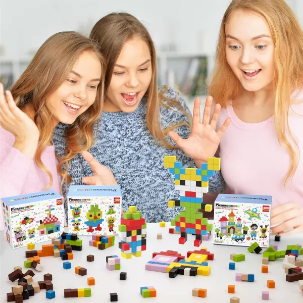 PicassoTiles 05 Pixel Magnetic Puzzle Cube 100 Piece Mix ampamp Match Cubes Sensory Toys STEAM Education Learning Building Block Magnets Children Construction Toy Set Stacking Magnet Creative Kit PMC100200pcs Magnetic Puzzle