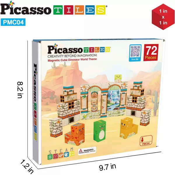 PicassoTiles 05 Pixel Magnetic Puzzle Cube 100 Piece Mix ampamp Match Cubes Sensory Toys STEAM Education Learning Building Block Magnets Children Construction Toy Set Stacking Magnet Creative Kit PMC100Prehistoric World Themed