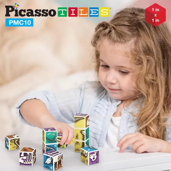 PicassoTiles 05 Pixel Magnetic Puzzle Cube 100 Piece Mix ampamp Match Cubes Sensory Toys STEAM Education Learning Building Block Magnets Children Construction Toy Set Stacking Magnet Creative Kit PMC1007in1 Dinosaur Theme