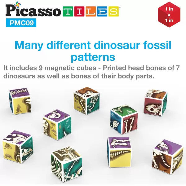 PicassoTiles 05 Pixel Magnetic Puzzle Cube 100 Piece Mix ampamp Match Cubes Sensory Toys STEAM Education Learning Building Block Magnets Children Construction Toy Set Stacking Magnet Creative Kit PMC1007in1 Dinosaur Theme