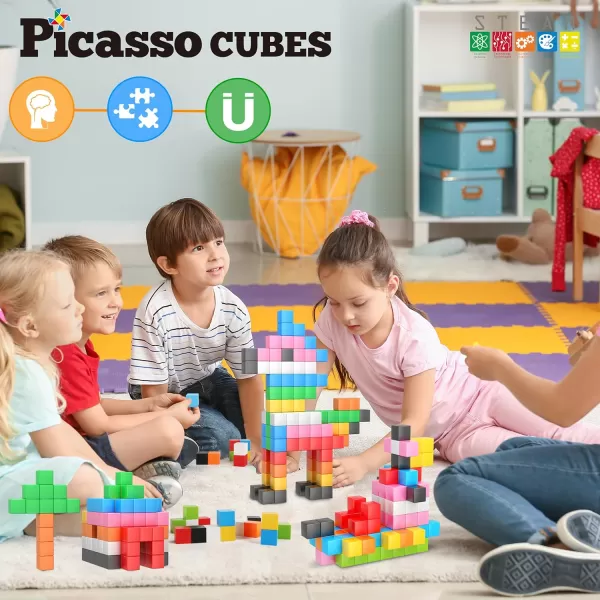 PicassoTiles 05 Pixel Magnetic Puzzle Cube 100 Piece Mix ampamp Match Cubes Sensory Toys STEAM Education Learning Building Block Magnets Children Construction Toy Set Stacking Magnet Creative Kit PMC100108 Pieces 12 3CM
