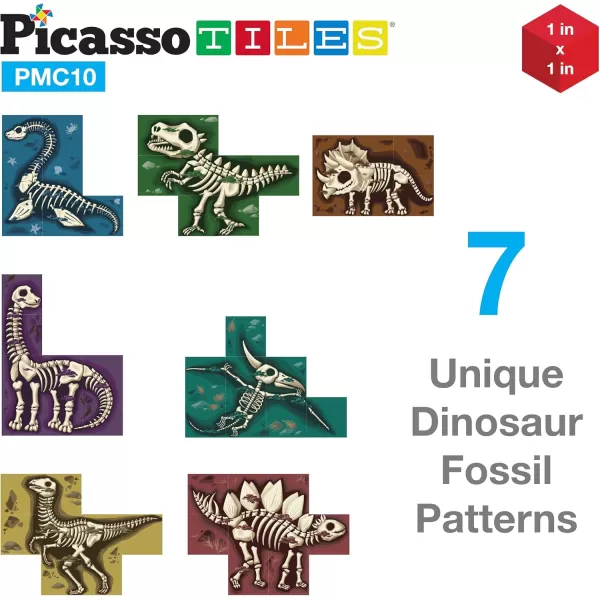 PicassoTiles 05 Pixel Magnetic Puzzle Cube 100 Piece Mix ampamp Match Cubes Sensory Toys STEAM Education Learning Building Block Magnets Children Construction Toy Set Stacking Magnet Creative Kit PMC1007in1 Dinosaur Theme