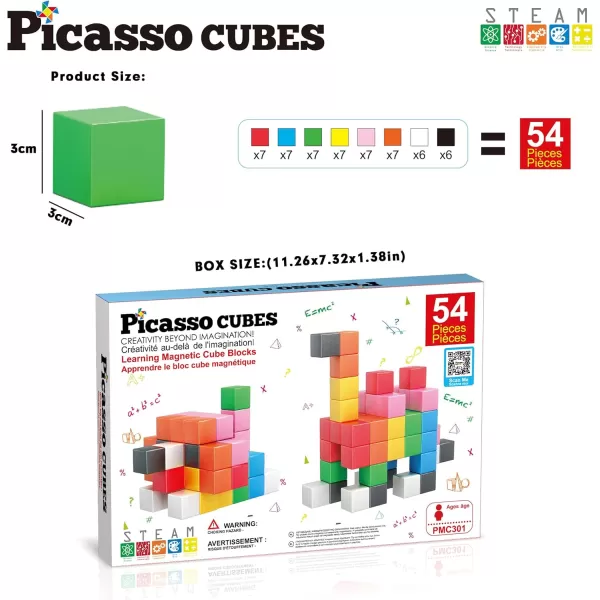 PicassoTiles 05 Pixel Magnetic Puzzle Cube 100 Piece Mix ampamp Match Cubes Sensory Toys STEAM Education Learning Building Block Magnets Children Construction Toy Set Stacking Magnet Creative Kit PMC10054 Pieces 12 3CM