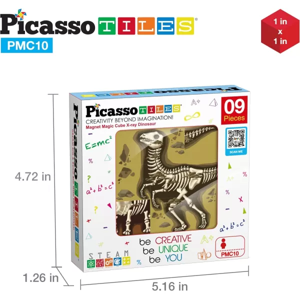 PicassoTiles 05 Pixel Magnetic Puzzle Cube 100 Piece Mix ampamp Match Cubes Sensory Toys STEAM Education Learning Building Block Magnets Children Construction Toy Set Stacking Magnet Creative Kit PMC1007in1 Dinosaur Theme