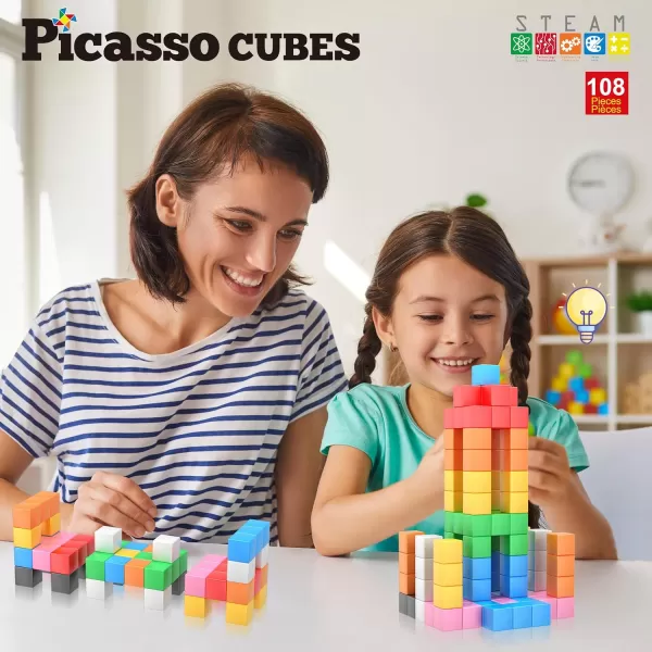PicassoTiles 05 Pixel Magnetic Puzzle Cube 100 Piece Mix ampamp Match Cubes Sensory Toys STEAM Education Learning Building Block Magnets Children Construction Toy Set Stacking Magnet Creative Kit PMC100108 Pieces 12 3CM