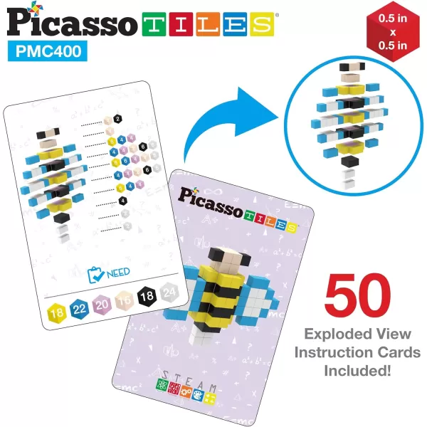 PicassoTiles 05 Pixel Magnetic Puzzle Cube 100 Piece Mix ampamp Match Cubes Sensory Toys STEAM Education Learning Building Block Magnets Children Construction Toy Set Stacking Magnet Creative Kit PMC100400pcs Magnetic Puzzle