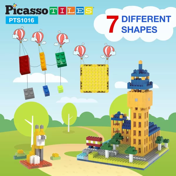 PicassoTiles 12pcs Magnetic Brick Tiles STEM Creative Magnetic Tiles Building Block Set Building Brick Construction Toy Socket Spikes Toys Accessory Educational Imaginative Learning Kit Stacking SetPTS1016