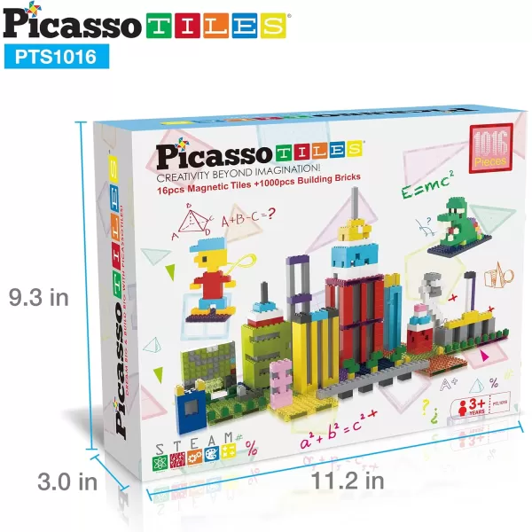 PicassoTiles 12pcs Magnetic Brick Tiles STEM Creative Magnetic Tiles Building Block Set Building Brick Construction Toy Socket Spikes Toys Accessory Educational Imaginative Learning Kit Stacking SetPTS1016
