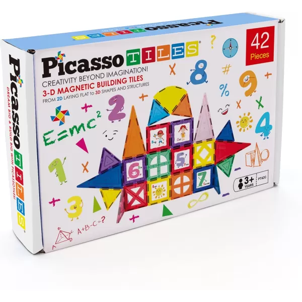 PicassoTiles 42 Piece Magnetic Building Blocks with 32pc Tiles and 10pc Clickin Educational Graphic Arts Magnet Construction Toy Set STEM Learning Playset Child Brain Development Stacking PlayboardPicassoTiles 42 Piece Magnetic Building Blocks with 32pc Tiles and 10pc Clickin Educational Graphic Arts Magnet Construction Toy Set STEM Learning Playset Child Brain Development Stacking Playboard