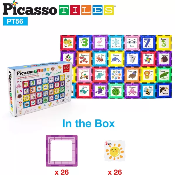 PicassoTiles 56 PCs Animal Speed Matching Game Match Identical Pairs of Animals as Fast as Possible Educational Puzzle Family Activity Board Games with Portable Storage Box for Boys amp Girls Ages 3PT56