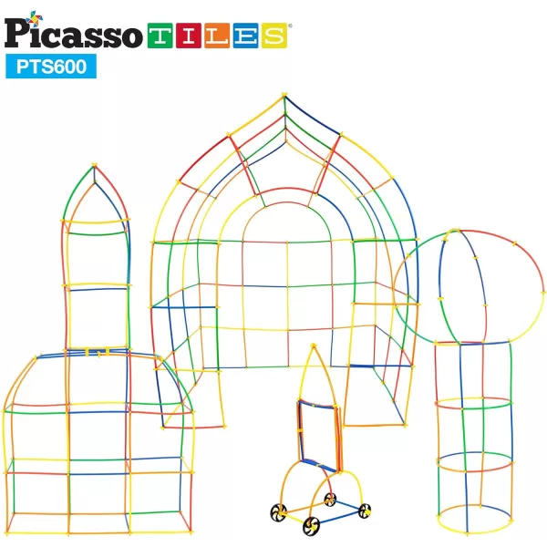 PicassoTiles 600pc Construction Toy Straw Building Set Children STEM Learning Interlocking Building Toys Creative Straw Connecting Builder Kits Early Education Kit for Kids Boys amp Girls Ages 3 PTS600Straw600pc