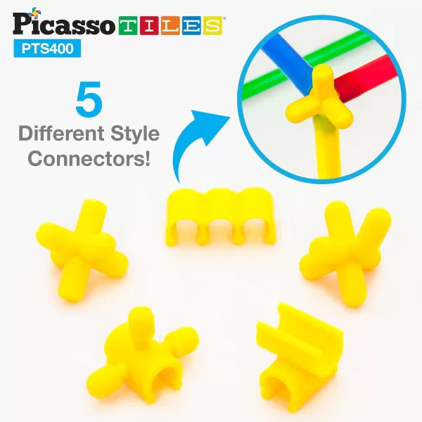 PicassoTiles 600pc Construction Toy Straw Building Set Children STEM Learning Interlocking Building Toys Creative Straw Connecting Builder Kits Early Education Kit for Kids Boys amp Girls Ages 3 PTS600Straw400pc