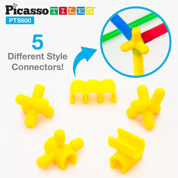 PicassoTiles 600pc Construction Toy Straw Building Set Children STEM Learning Interlocking Building Toys Creative Straw Connecting Builder Kits Early Education Kit for Kids Boys amp Girls Ages 3 PTS600Straw600pc